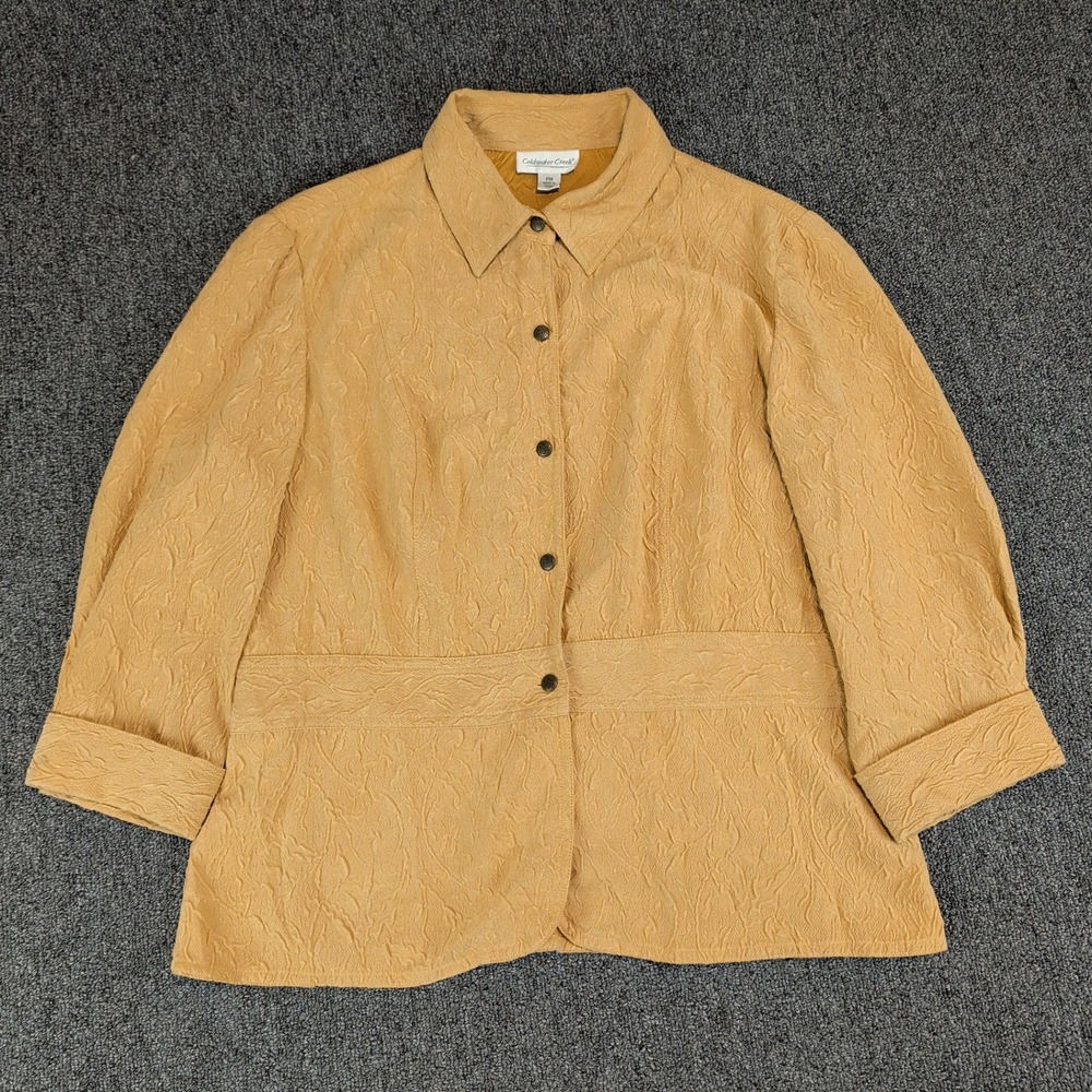 Coldwater Creek Classic Textured Button Front Jacket Women PM Gold Polyester — photo 2